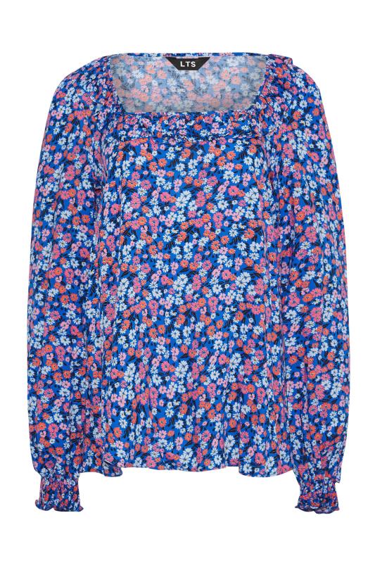 LTS Tall Blue Ditsy Floral Square Neck Top 6