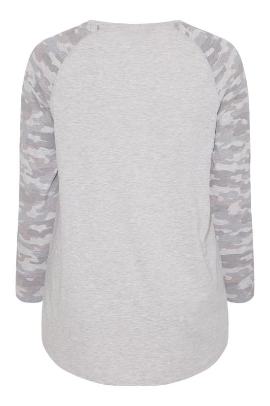 Plus Size Grey Marl Camo Print Long Sleeve T-Shirt | Yours Clothing 7