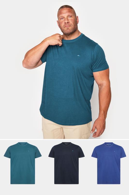 BadRhino Big & Tall Blue 3 Pack Cotton T-Shirts 1