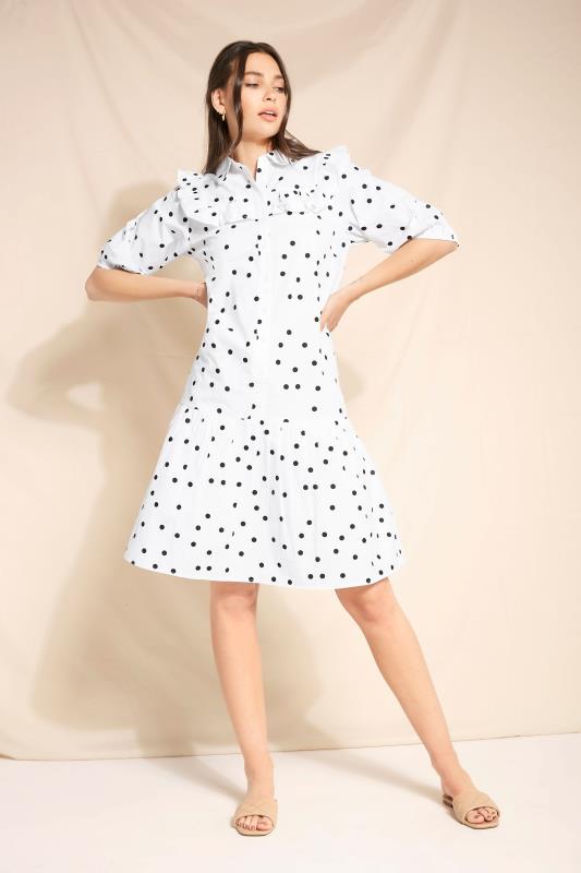 LTS White Polka Dot Puff Sleeve Dress | Long Tall Sally 2