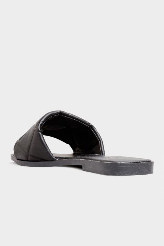 Black Quilted Flat Mules In Standard D Fit 4