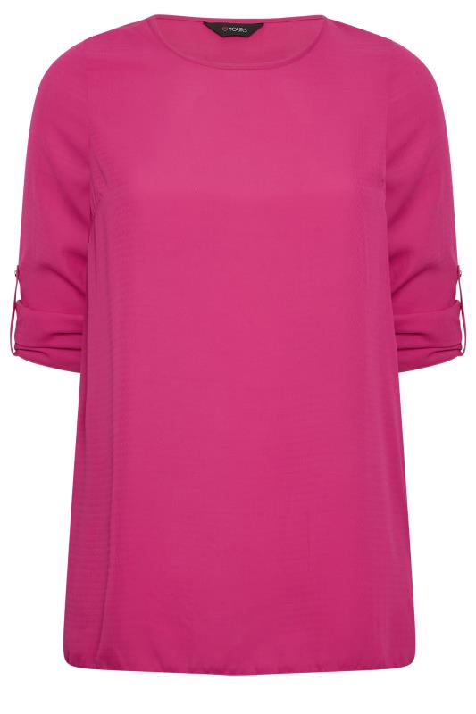 YOURS Plus Size Dark Pink Tab Sleeve Blouse | Yours Clothing 6