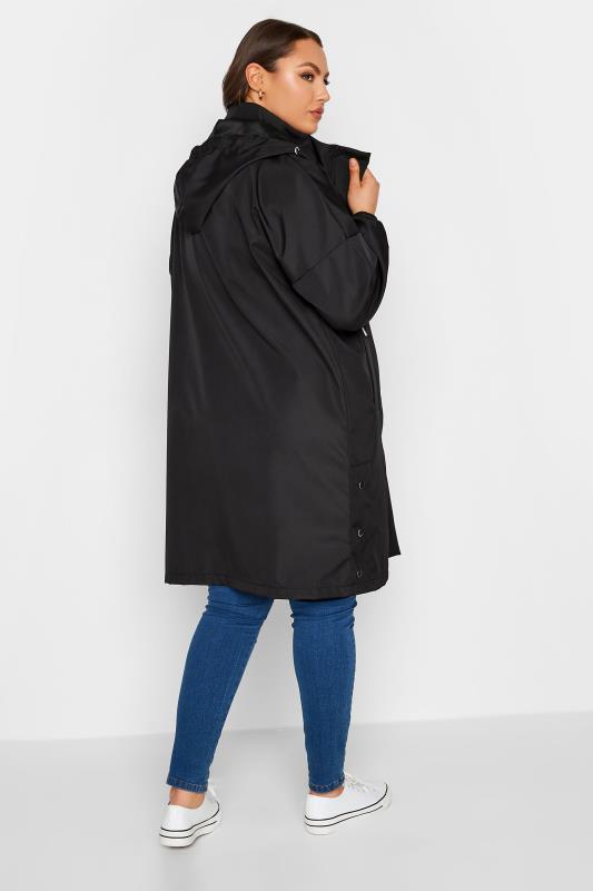 YOURS LUXURY Curve Black Longline Raincoat | Yours Clothing 2