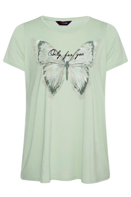 Curve Mint Green Butterfly 'Only For You' Slogan T-Shirt 6
