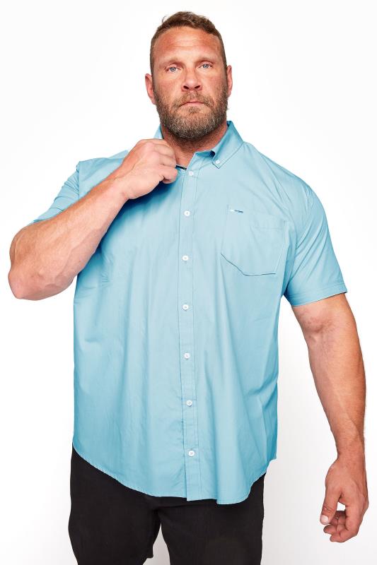 BadRhino Big & Tall Light Blue Essential Short Sleeve Oxford Shirt 1