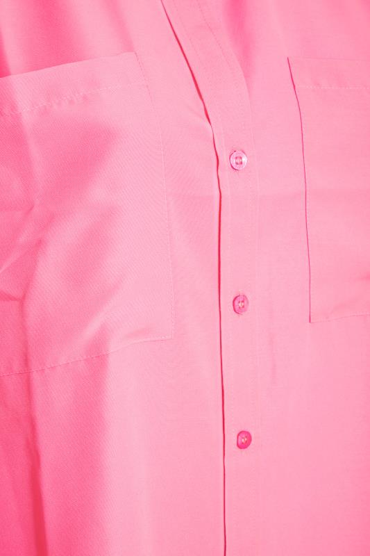 LIMITED COLLECTION Plus Size Neon Pink Oversized Boyfriend Shirt | Yours Clothing 5