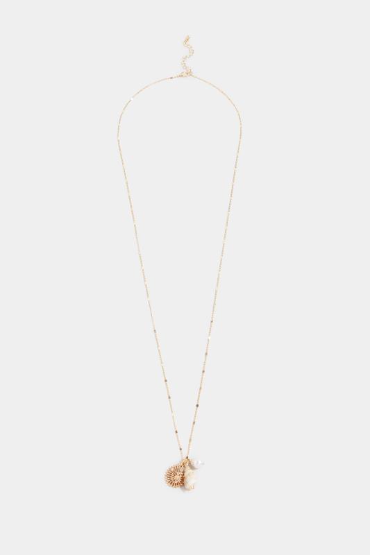 Gold Shell Charm Long Necklace