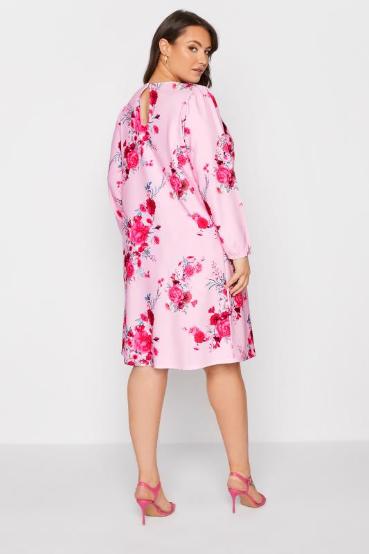YOURS LONDON Plus Size Pink Floral Shift Dress | Yours Clothing 3