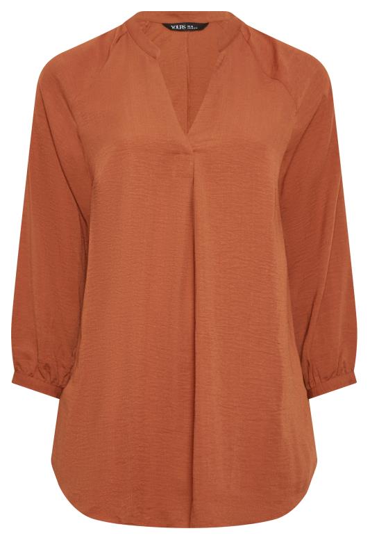 YOURS Curve Plus Size Rust Orange Textured Tunic Shirt | Yours Clothing  6