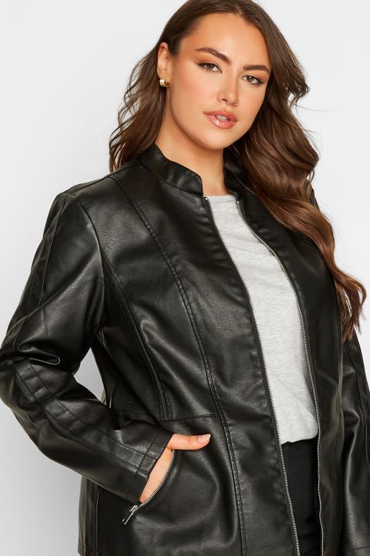 Plus Size Black Faux Leather Jacket | Yours Clothing 4