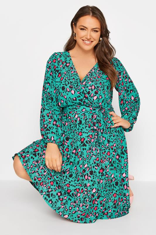 YOURS LONDON Plus Size Green Animal Print Wrap Dress |Yours Clothing 4