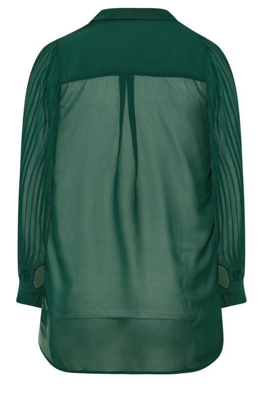 Plus Size YOURS LONDON Green Pleat Sleeve Shirt | Yours Clothing 7