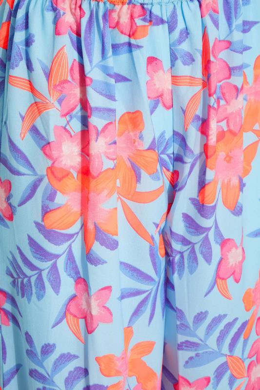 LTS Tall Women's Blue Tropical Print Wide Leg Beach Trousers | Long Tall Sally  3