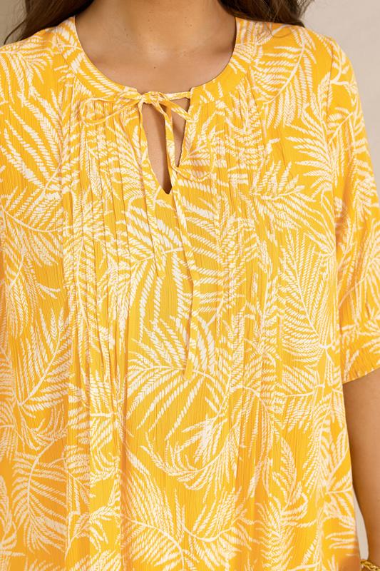 EVANS Plus Size Yellow Pintuck Tie Neck Blouse | Evans 5
