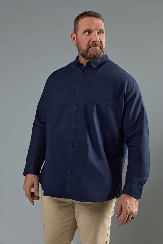  BadRhino Big & Tall Chemise Oxford bleu marine à manches longues