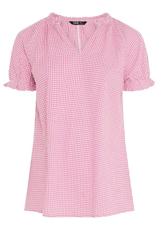 YOURS Plus Size Pink Gingham Blouse | Yours Clothing 5