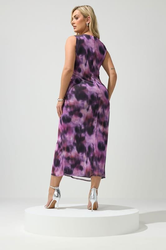 YOURS LONDON Plus Size Purple Abstract Twist Maxi Dress | Yours Clothing 2