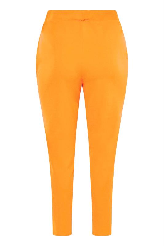LIMITED COLLECTION Plus Size Neon Orange Split Hem Stretch Tapered Trousers | Yours Clothing 7