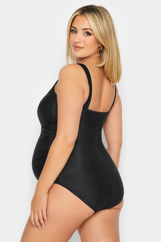 BUMP IT UP MATERNITY Curve Black Ruched Mesh Swimsuit | Yours Clothing 3