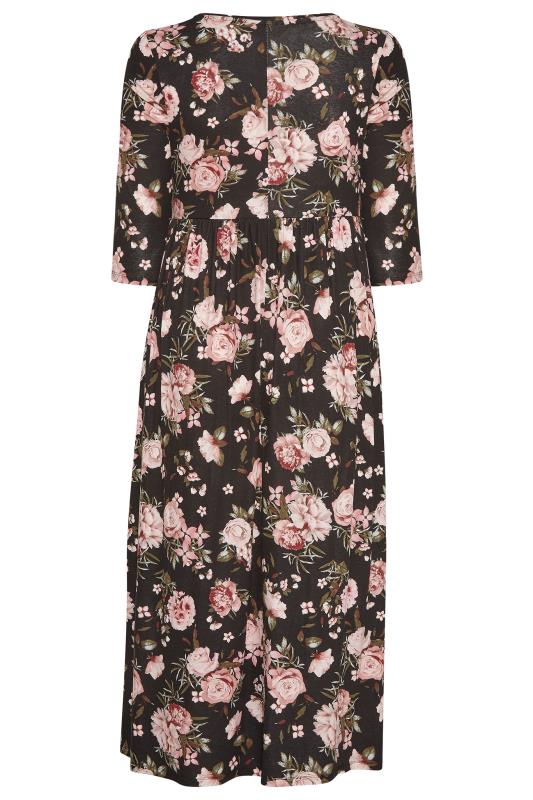 Plus Size Black Floral Print Midi Dress | Yours Clothing 7