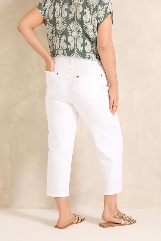 EVANS Plus Size Fit White Cropped Straight Leg Jeans | Evans 2