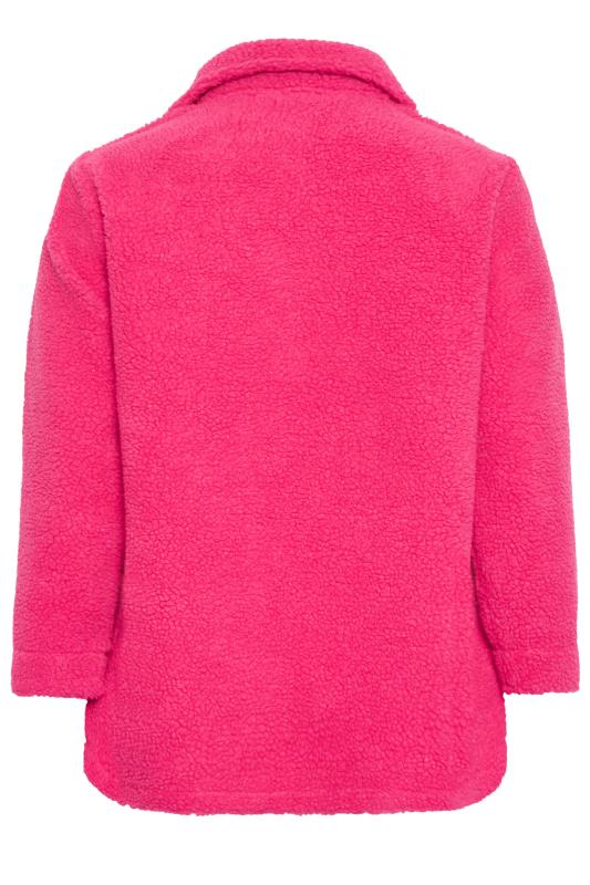 YOURS Plus Size Hot Pink Teddy Fleece Jacket | Yours Clothing 6