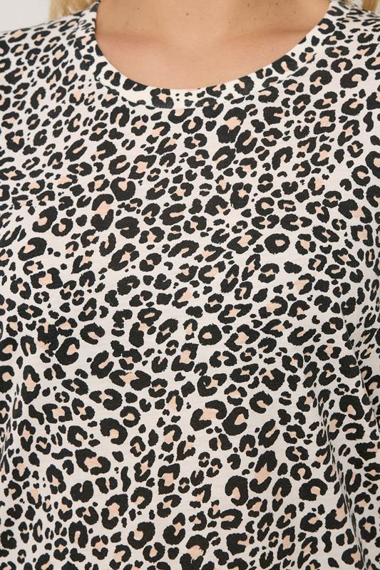 YOURS Plus Size Cream Leopard Print Short Sleeve Top | Yours Clothing 4