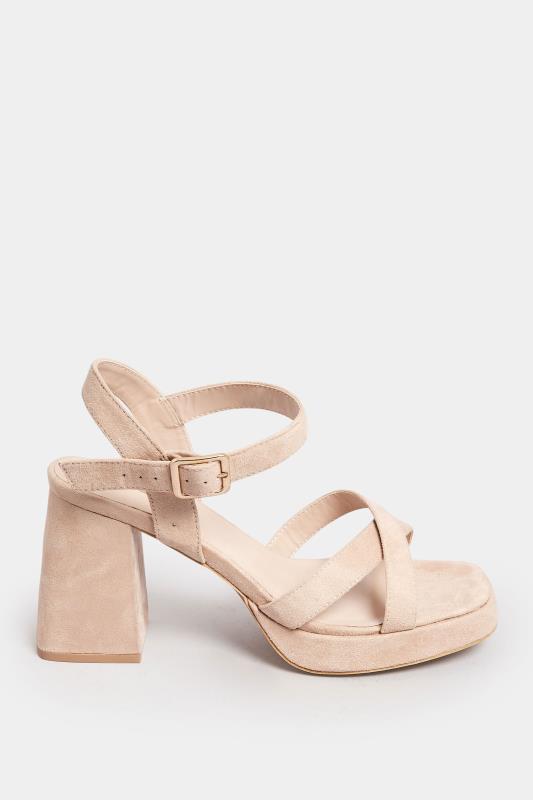 Nude Platform Sandal Heels In Wide E Fit & Extra Wide EEE Fit | Yours Clothing  3