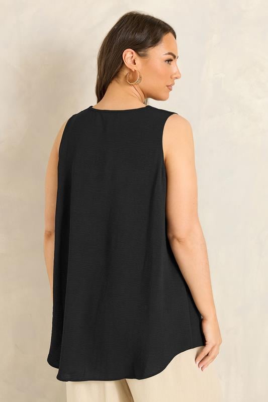EVANS Curve Black Pleat Swing Vest Top | Evans 2