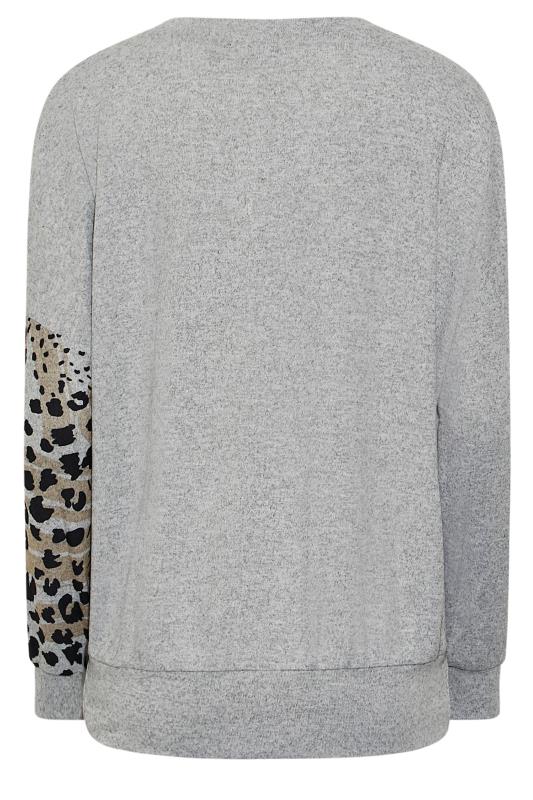 LTS Tall Women's Grey Leopard Print Soft Touch Top | Long Tall Sally 7