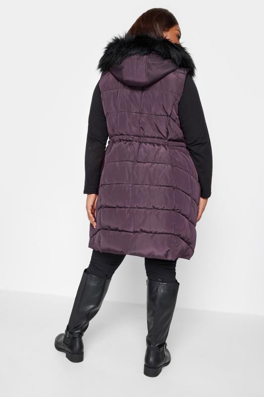 YOURS Curve Plus Size Purple Padded Midi Gilet | Yours Clothing  3
