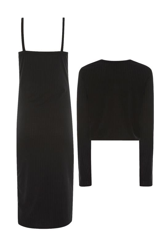 LTS Tall Black Rib Dress & Cardigan Set 7
