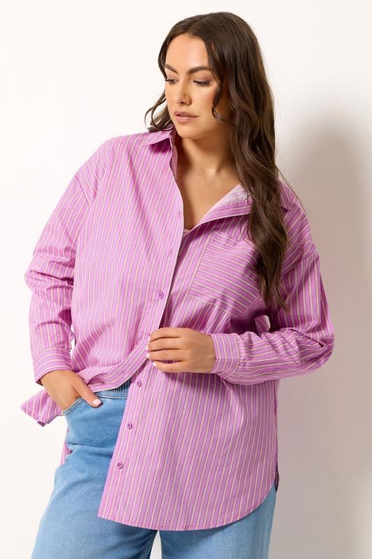  YOURS camisa de rayas rosas con botones