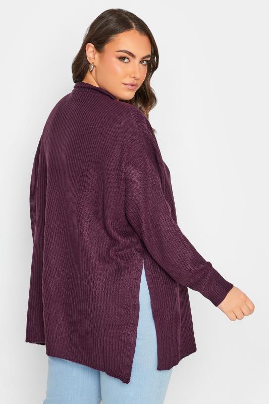 Plus Size Purple Zip Neck Jumper | Yours Clothing 4