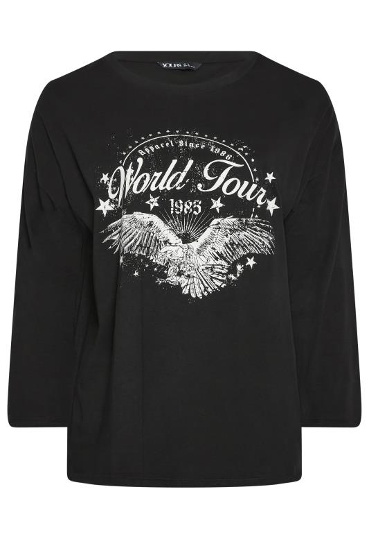 YOURS Plus Size Black 'World Tour' Slogan Print Top | Yours Clothing 6