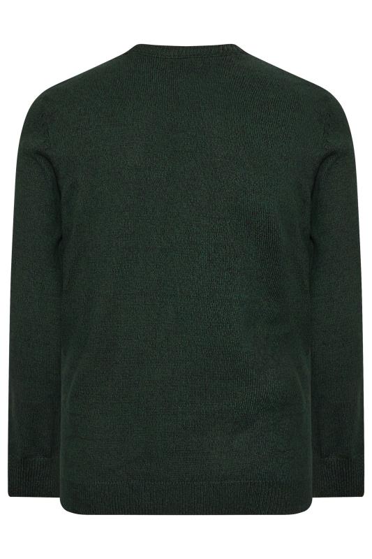 BadRhino Big & Tall Dark Green Crew Neck Cable Knit Jumper | BadRhino 5