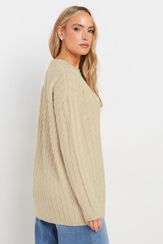 LTS Tall Beige Brown Cable Knit Jumper | Long Tall Sally  3