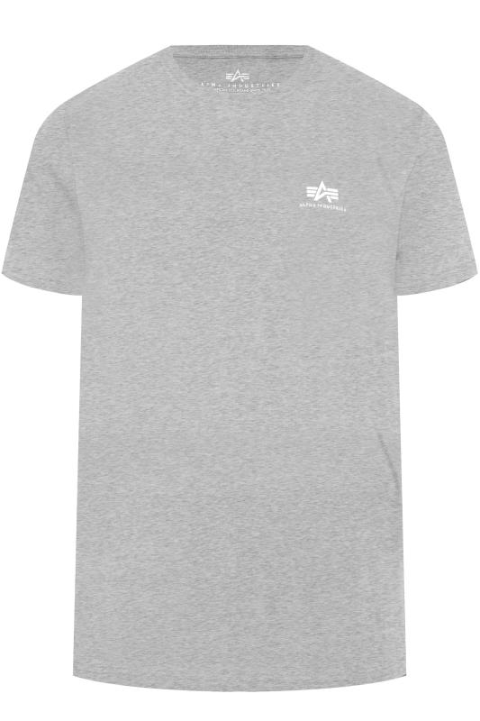 ALPHA INDUSTRIES Big & Tall Grey Marl Basic Logo T-Shirt 2