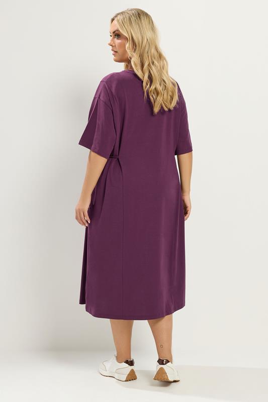 YOURS Plus Size Purple Front Tie Midi Dress | Yours Clothing 2