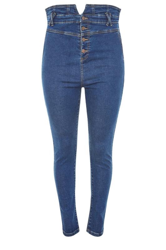 Plus Size Blue Corset Waist Skinny AVA Jeans | Yours Clothing 5