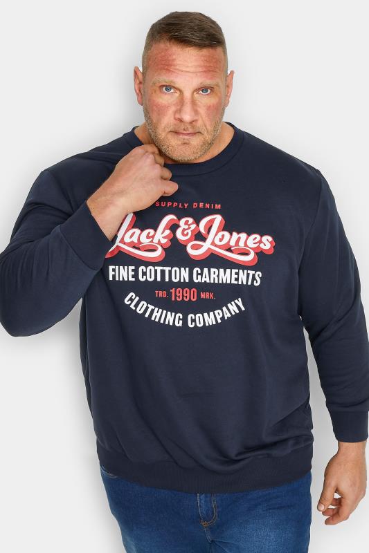 Men's  JACK & JONES Big & Tall Navy Blue Logo Print Sweatshirt