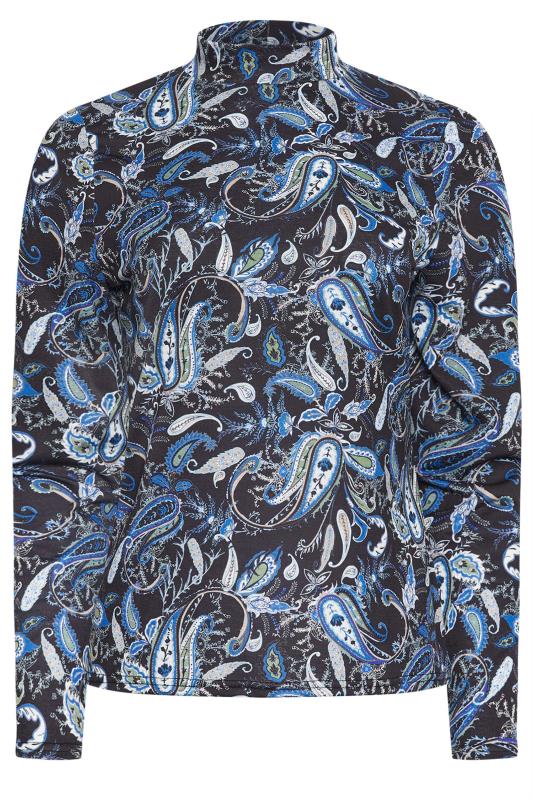 M&Co Black & Blue Paisley Print Turtle Neck Long Sleeve Top | M&Co 5