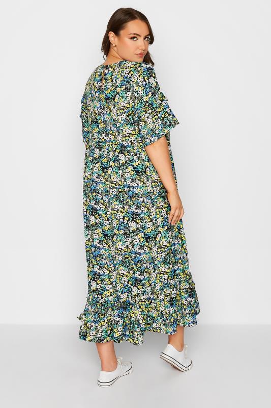 Plus Size Black Floral Print Maxi Dress | Yours Clothing 3