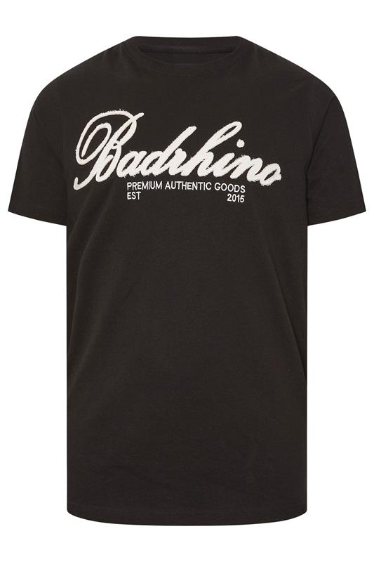 BadRhino Big & Tall Black Embroidered Script T-Shirt | BadRhino 5