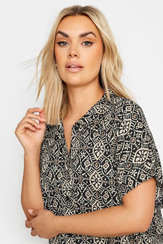 YOURS Plus Size Black Geometric Print Button Front Shirt | Yours Clothing 4