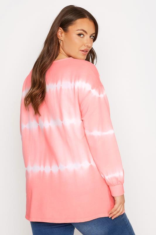 Plus Size Pink Tie Dye Balloon Sleeve Sweatshirt | Yours Clothing  3