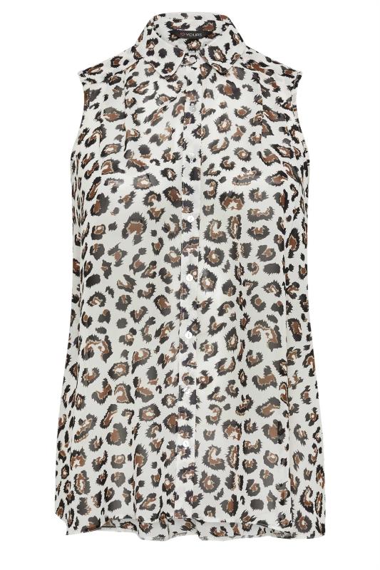 YOURS Plus Size Cream & Brown Animal Print Sleeveless Shirt | Yours Clothing 6