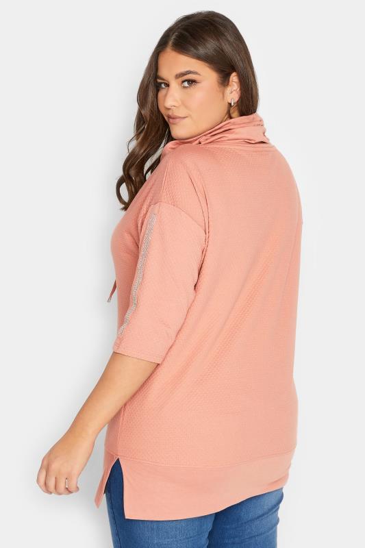 Plus Size Pink Stud Sleeve Sweatshirt | Yours Clothing 3
