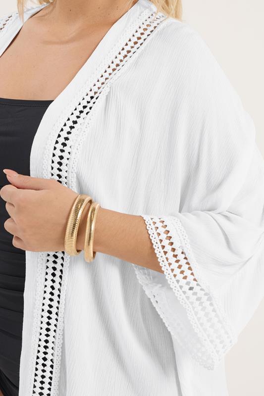 YOURS Plus Size White Crinkle Beach Kimono | Yours Clothing 6