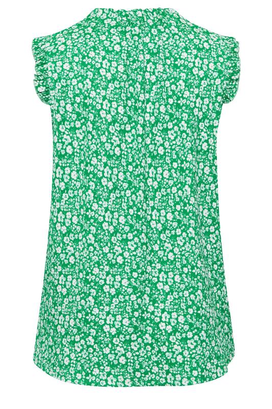YOURS Plus Size Green Floral Print Frill Sleeve Blouse | Yours Clothing 7